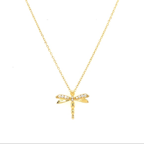 Jewelry - 14K Gold Plated Sterling Silver Dragonfly Necklace